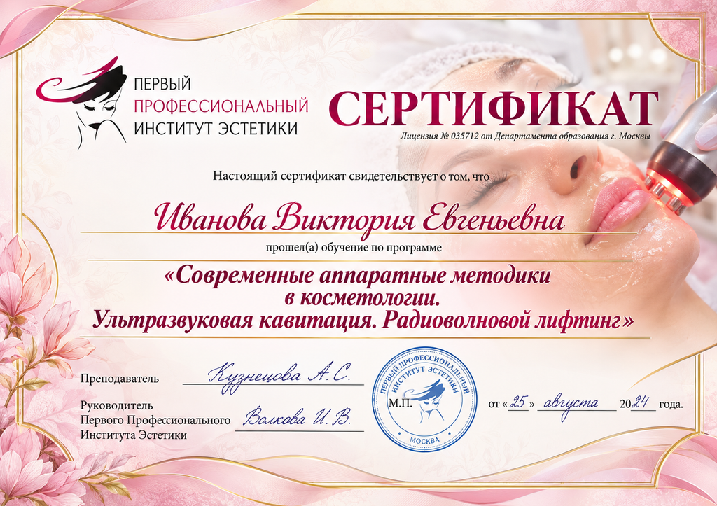 RF-лифтинг сертификат Краснодар